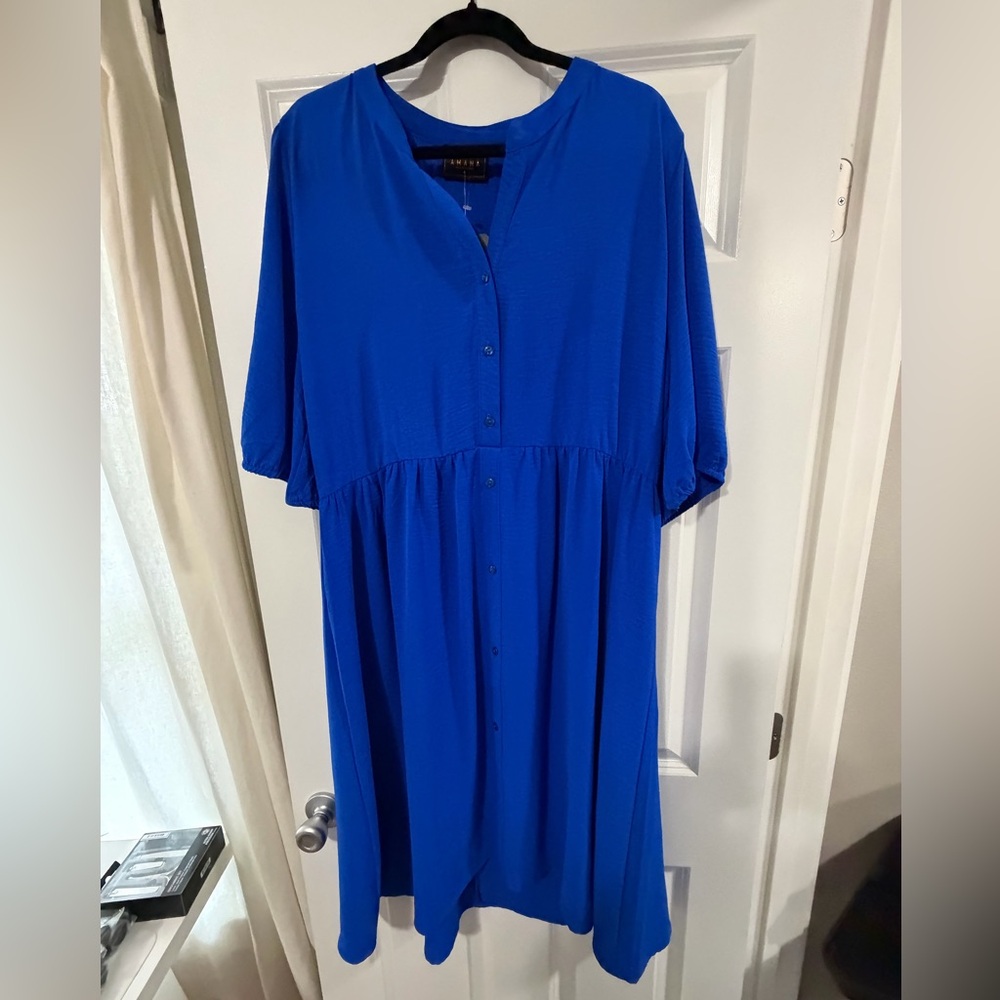 NWT Amana Royal Blue Plus Size Dress Size 3XL